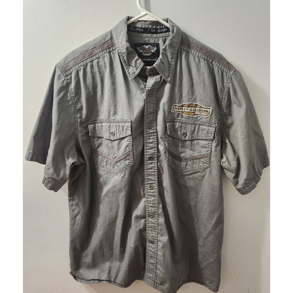 Harley Davidson Button Shirt XL Men Grey